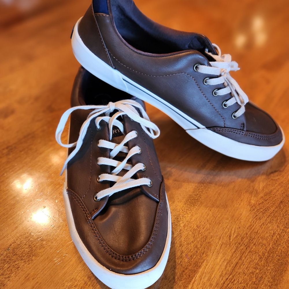 Sperry Dark Brown Leather Harbor Top Siders with Memory Foam